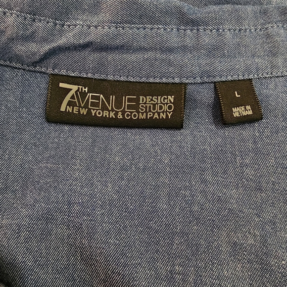 7th Avenue New York & Company size Large denim button down long sleeve shirt - Picture 3 of 6